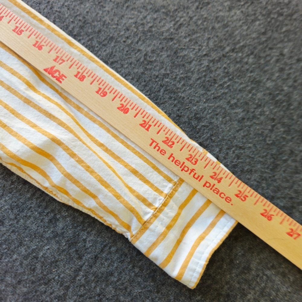 GAP Button Down Shirt 100% Cotton M Yellow Striped Slim Fit Long Sleeve Pocket - Picture 8 of 10